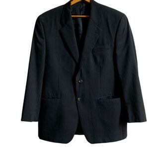 Lauren Ralph Lauren Sport Coat Mens 42 R Wool 2 Button Blazer Pinstriped Black